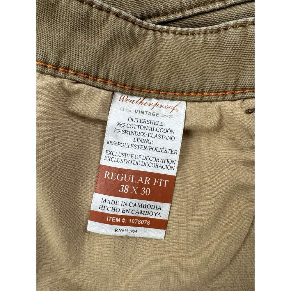 Weatherproof Vintage Men's Fleece Lined Tan Jeans Size 38x30 - Picture 3 of 11